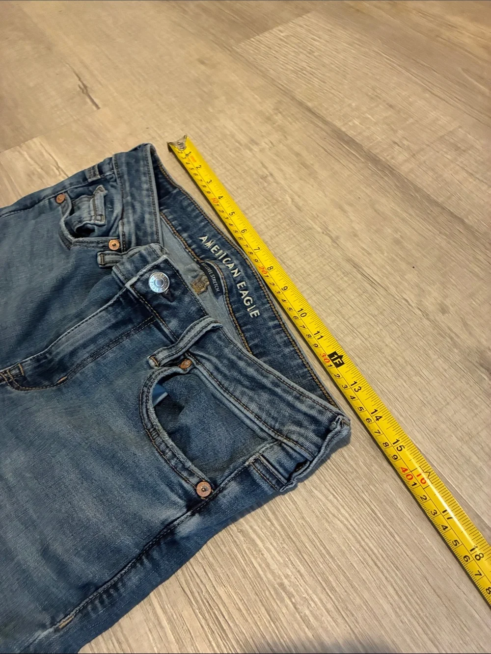 American Eagle Outfitters Dark Blue High-Rise Flare Cropped Jeans